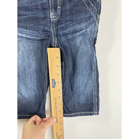 Oshkosh B'Gosh Denim Vestbak Overalls Toddler 12M Blue Snap Button Big Logo Jean - Picture 6 of 8